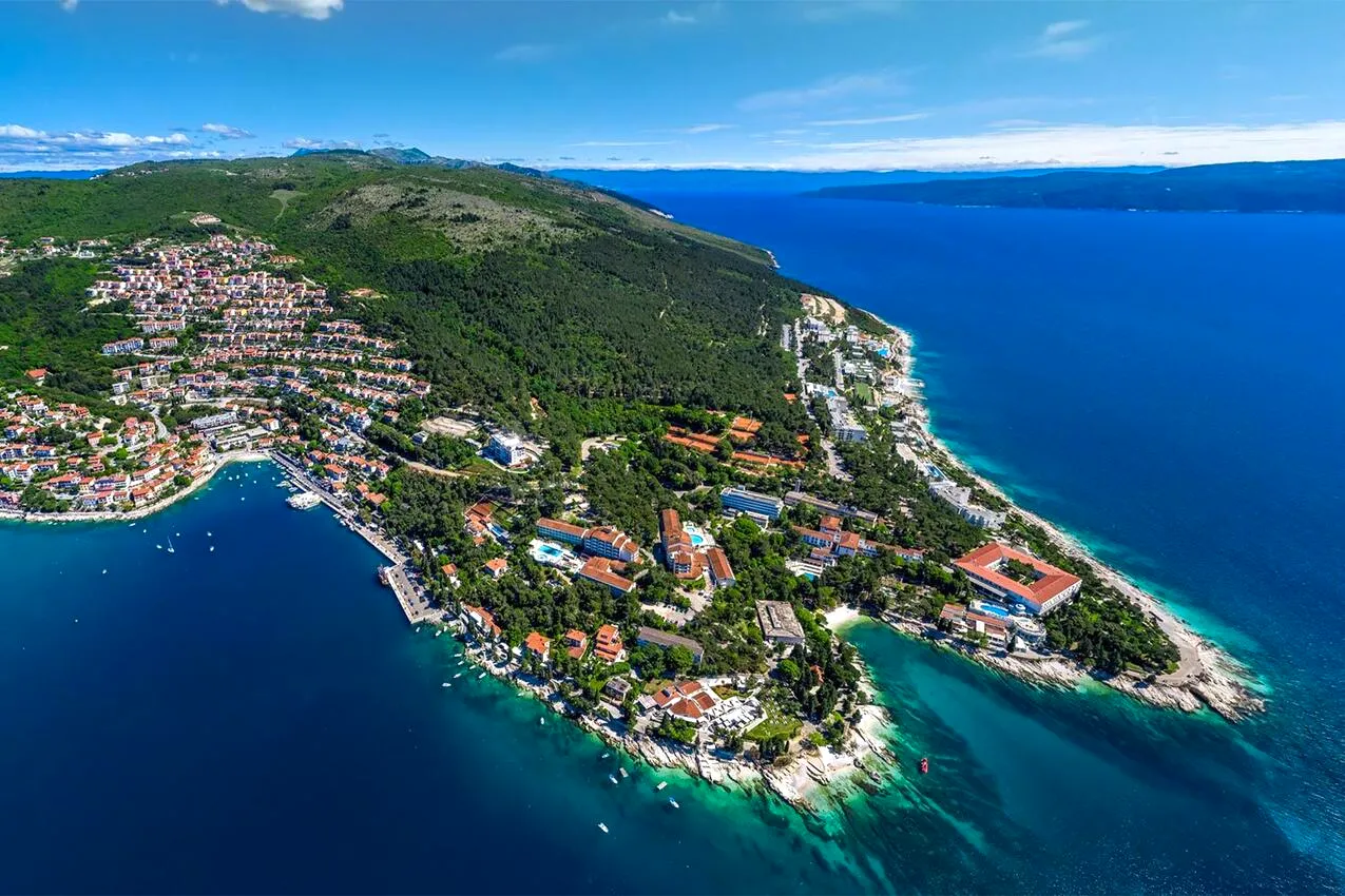 Aerial view of Rabac bay on the Istrian coast, Croatia