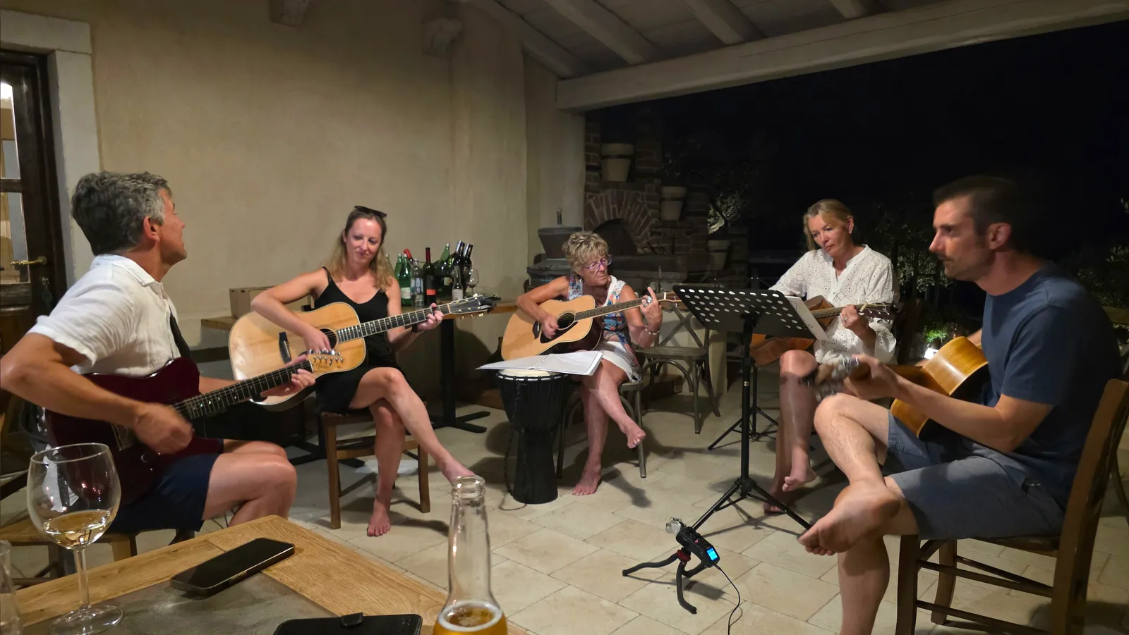 Evening guitar jam session at the villa in Rabac