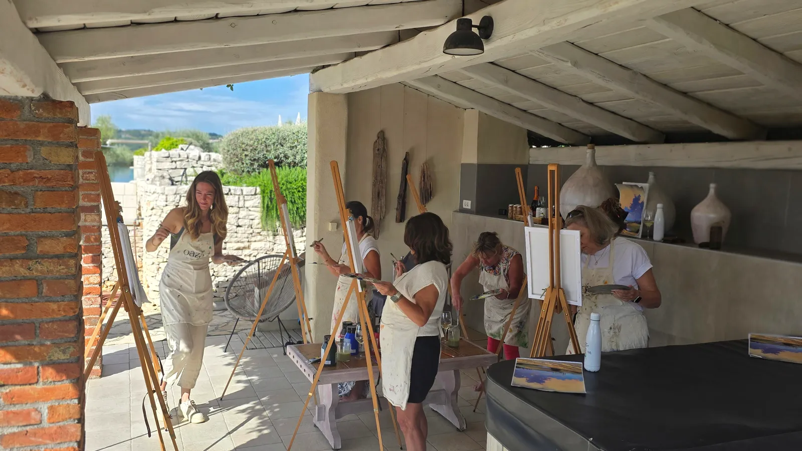 Painting class on the villa terrace in Rabac