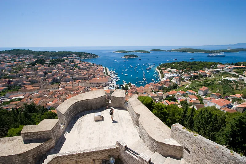 View from the Spanish Fortress over Hvar Town and the Pakleni Islands, Croatia