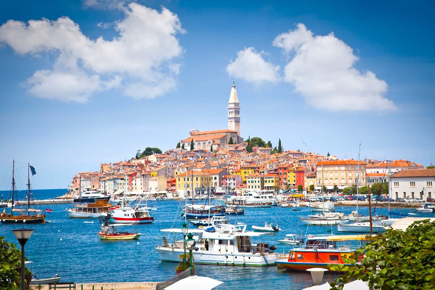 The colourful harbour town of Rovinj on the Istrian coast, Croatia