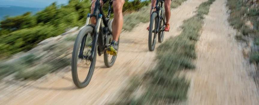 Mountain biking the karst hills above the Adriatic near Vinodol Valley, Croatia