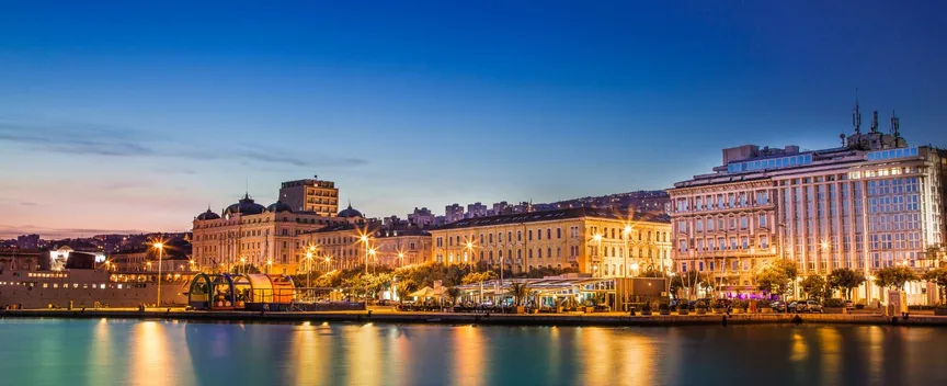 Rijeka waterfront at evening, Kvarner, Croatia
