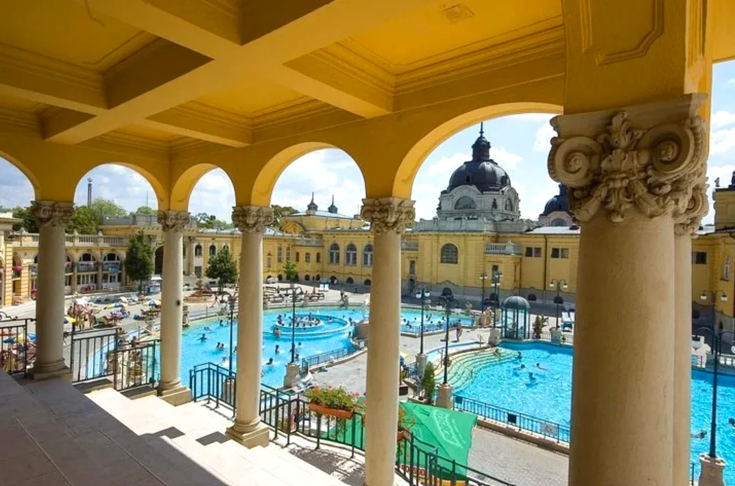 Széchenyi thermal baths, an optional spa visit during the Budapest retreat