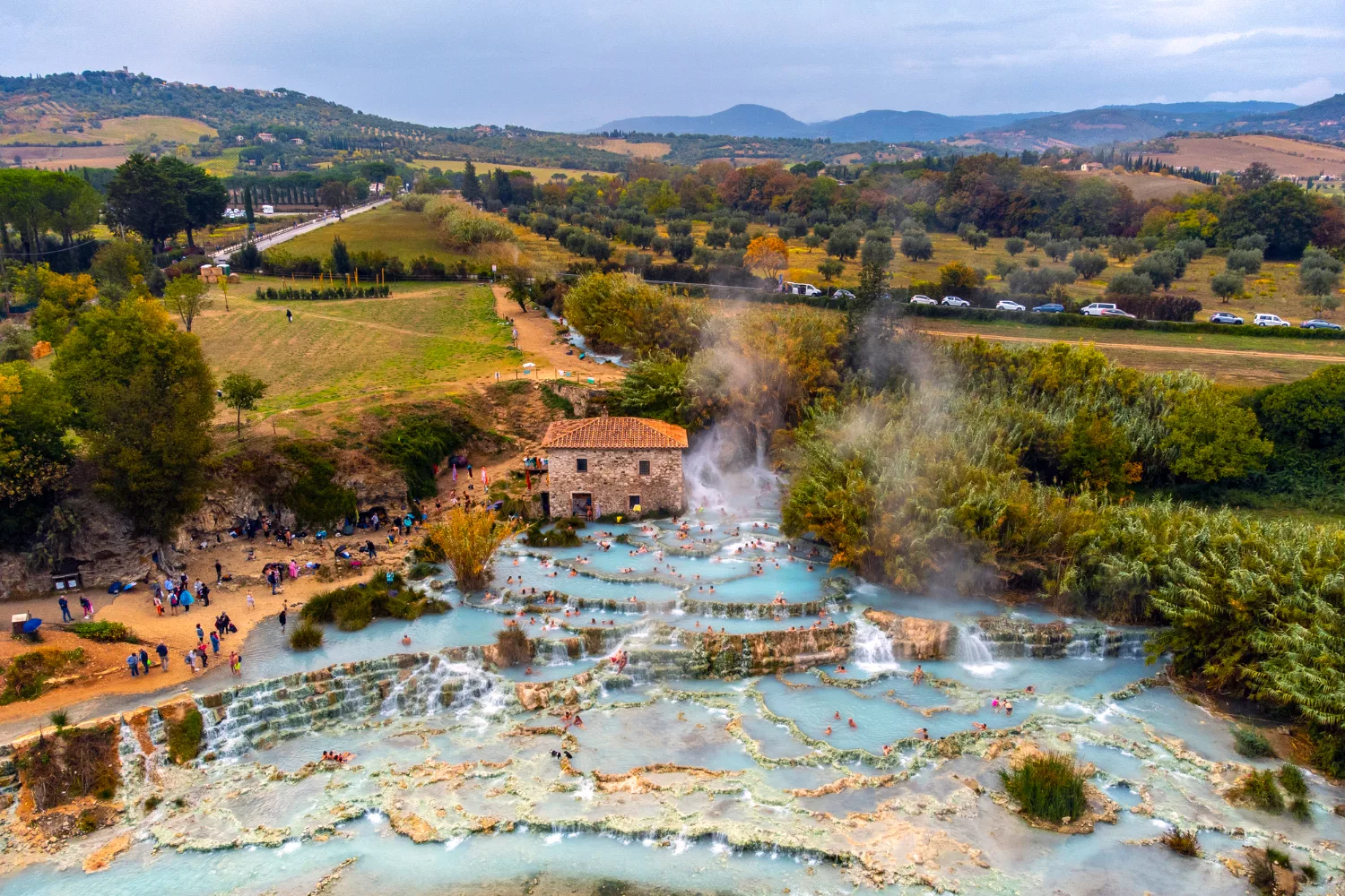 Saturnia thermal baths, natural travertine pools near Il Risveglio, Tuscany