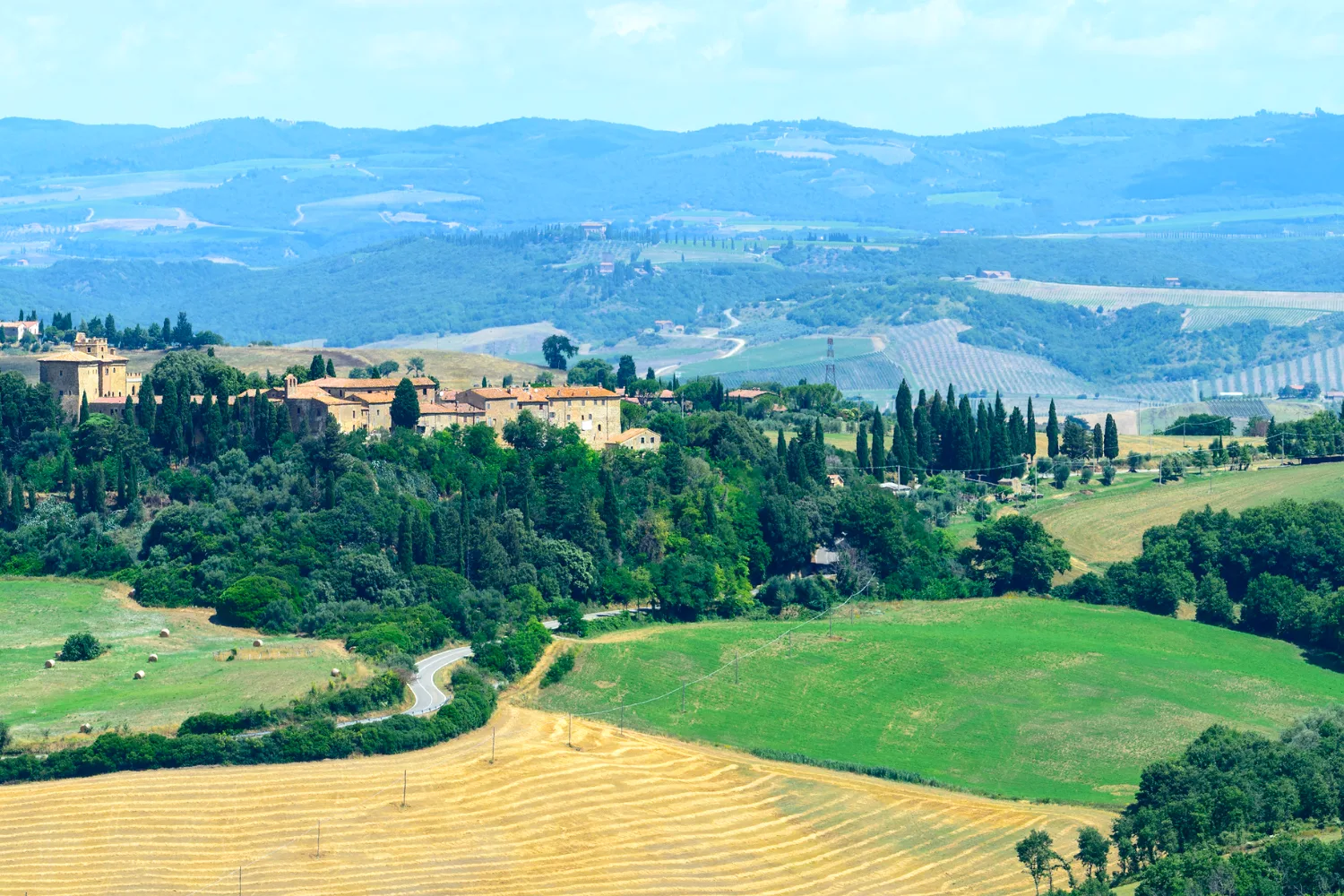 Walled hilltop town in the Tuscan countryside near Il Risveglio