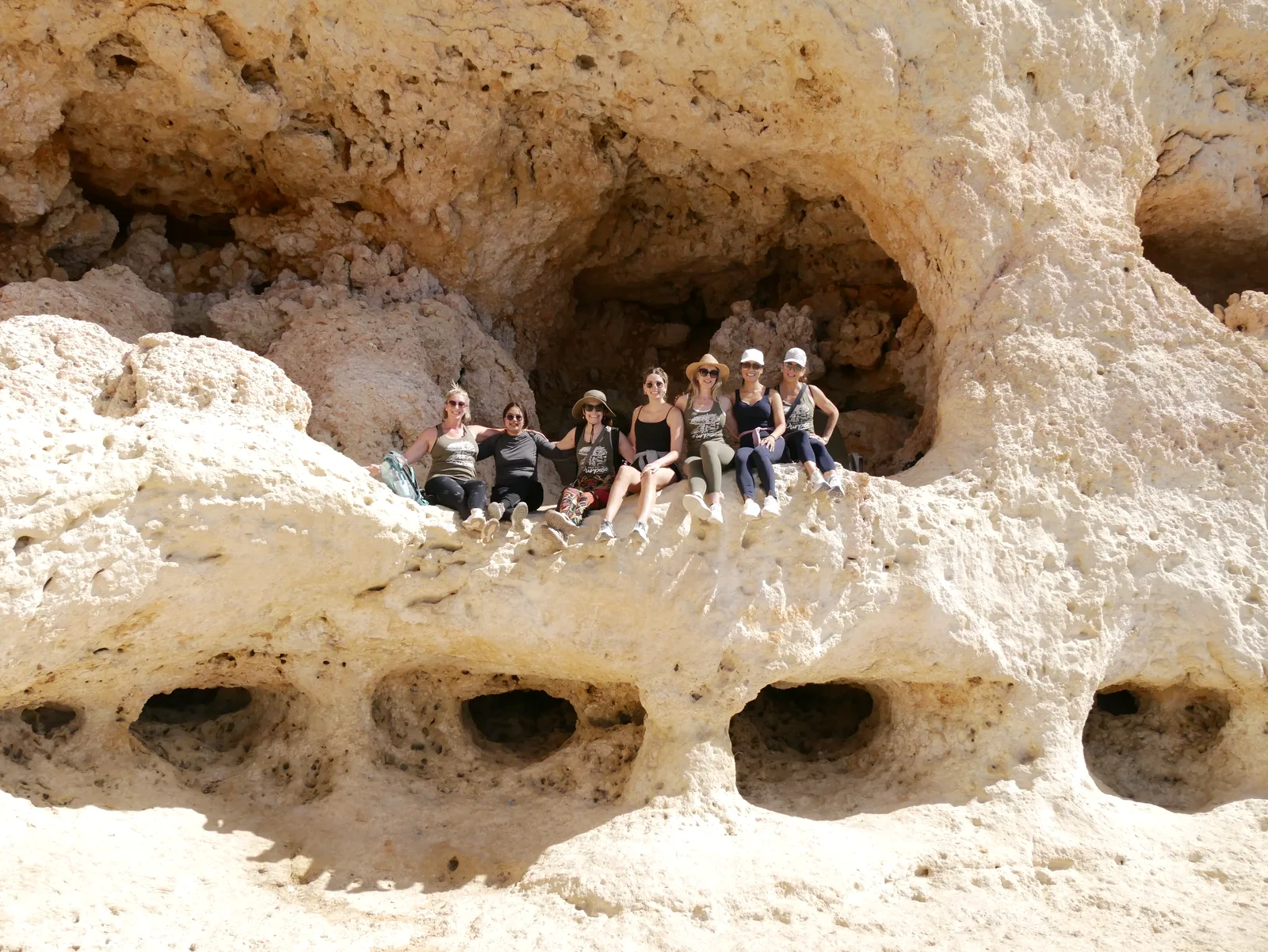 Algar Seco hike along the limestone cliffs, Algarve, Portugal