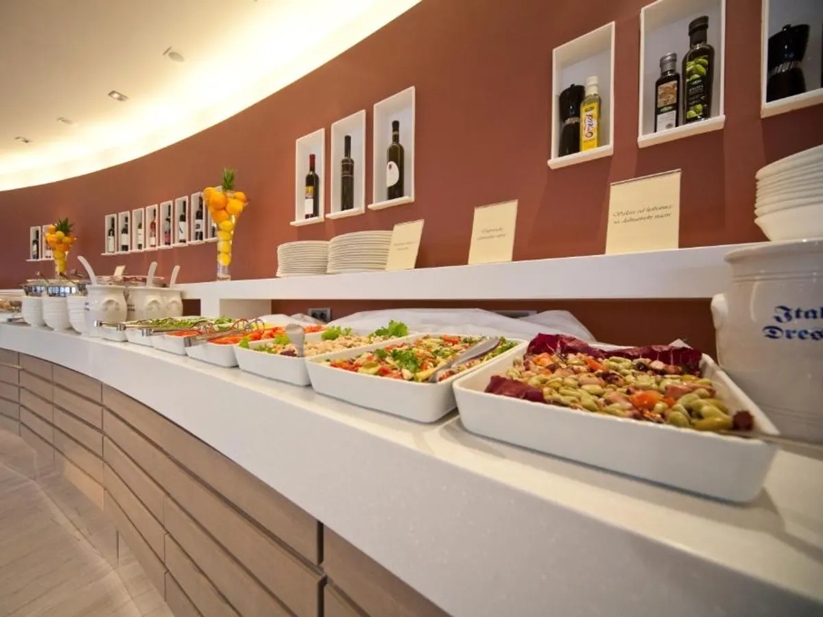 Breakfast buffet spread at Hilton Lopud Beach Resort, Croatia