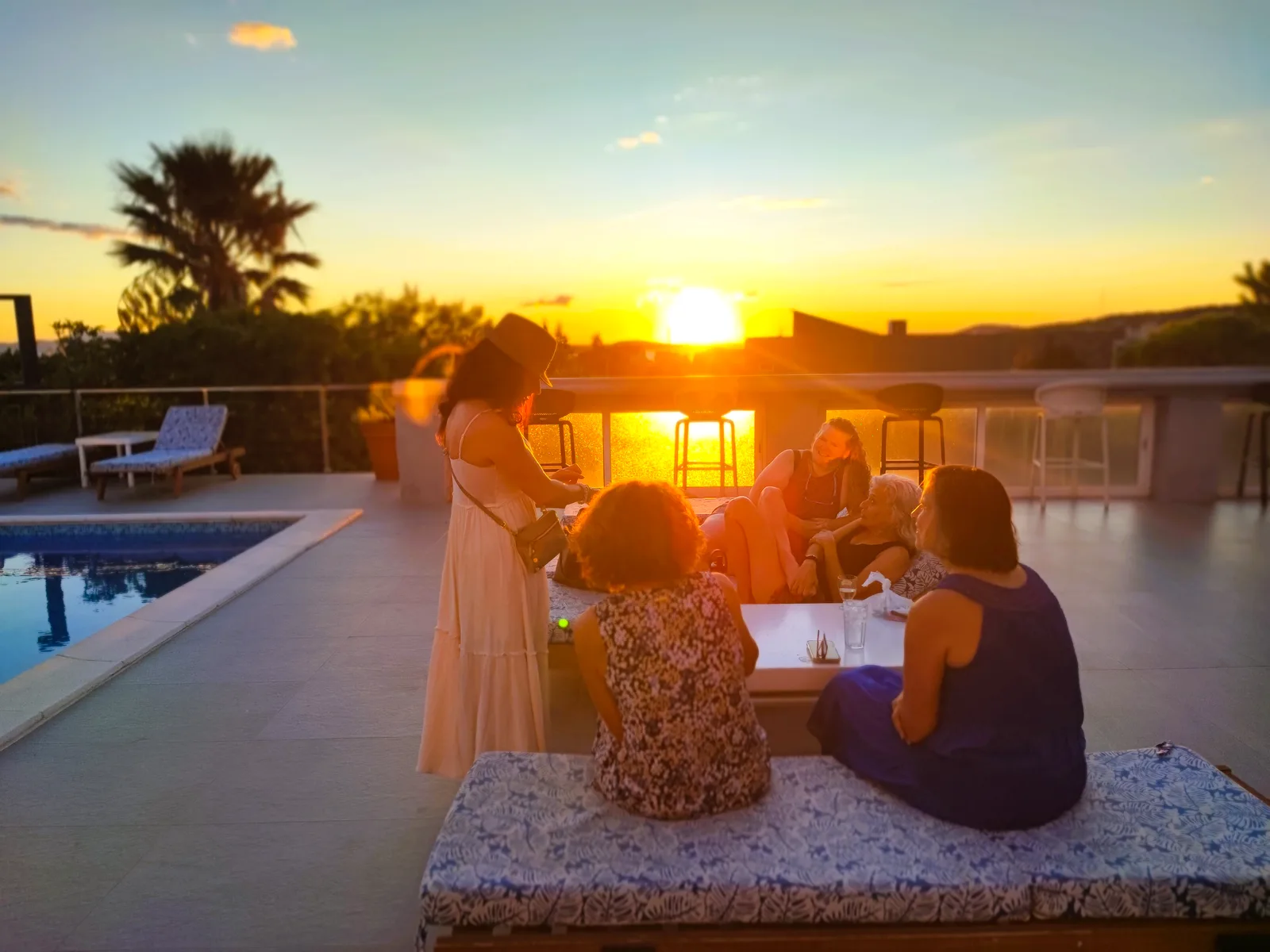Guests gathered on the terrace at sunset at B&B Dela, Hvar Town, Croatia