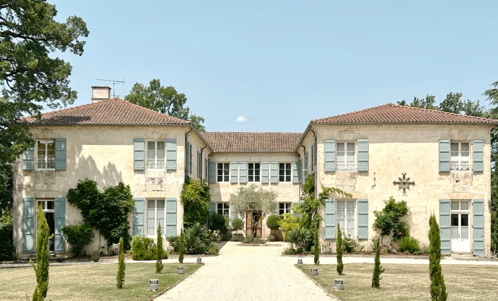 The 18th-century Château de Lassalle facade and gardens, Laplume, Lot-et-Garonne, France