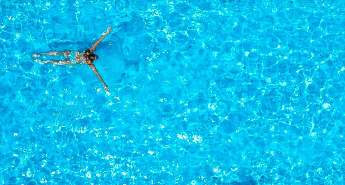 Aerial view of a swimmer in the pool at Ensana Thermal Margaret Hotel, Budapest
