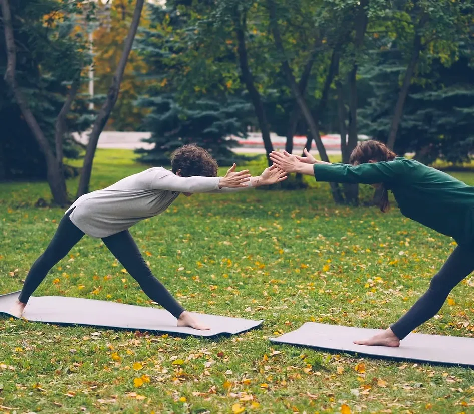 Yoga practice in Margaret Island's park, Budapest