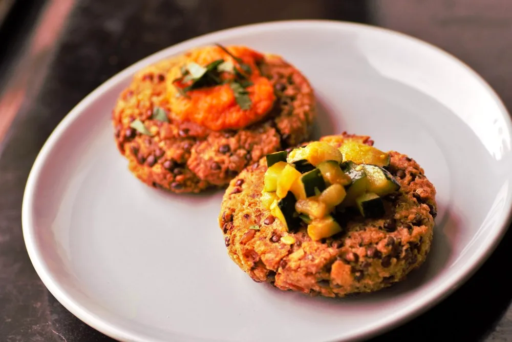 Vegetarian lentil and quinoa patties served at Il Risveglio, Tuscany