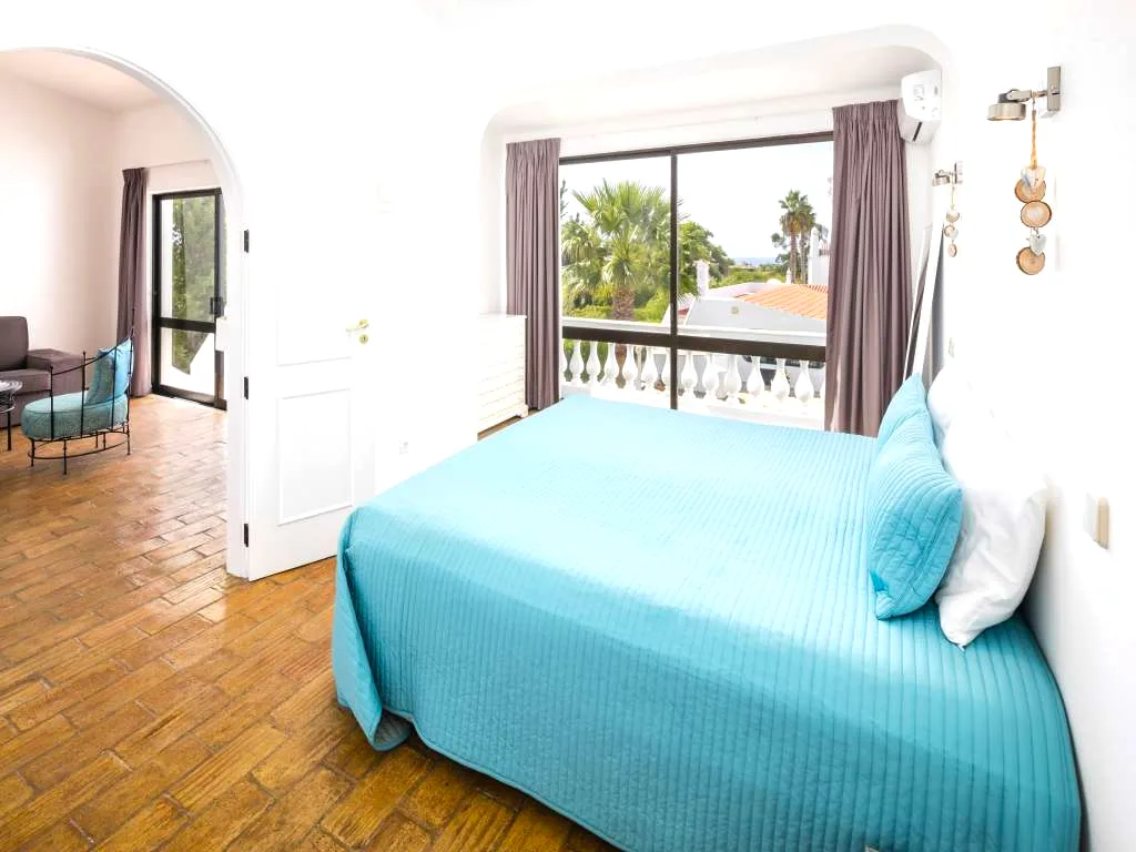 Bedroom with a private balcony view at Villa Vale a Pena, Algarve, Portugal