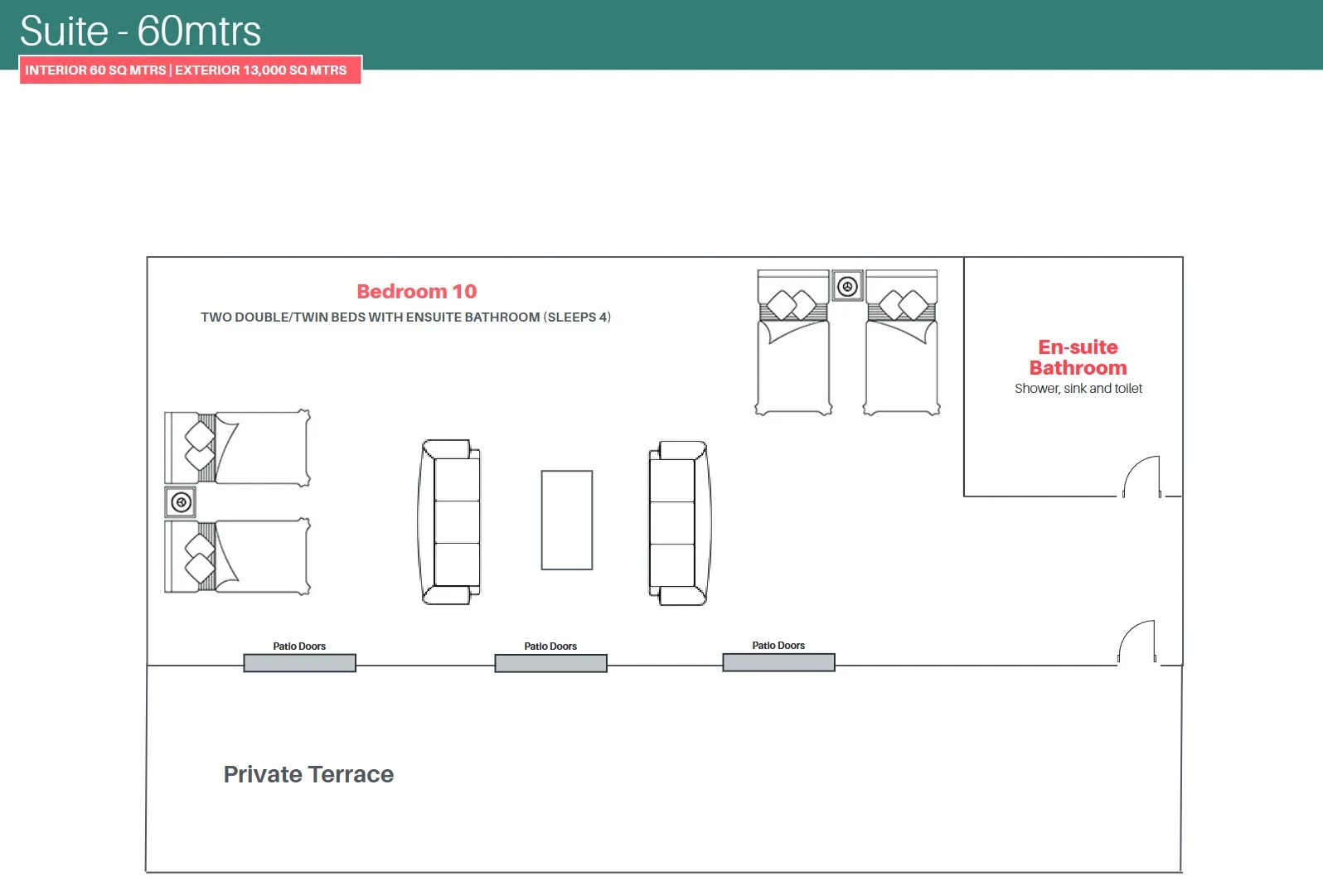 Oodles floor plan — detached suite, Bedroom 10, Spain