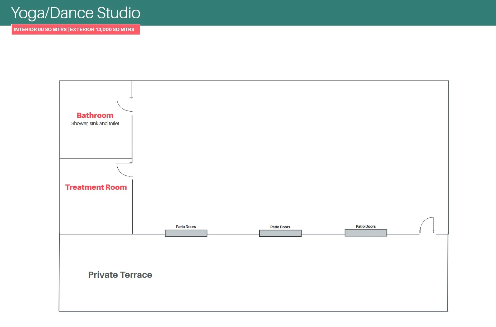 Oodles floor plan — separate yoga and dance studio, Spain