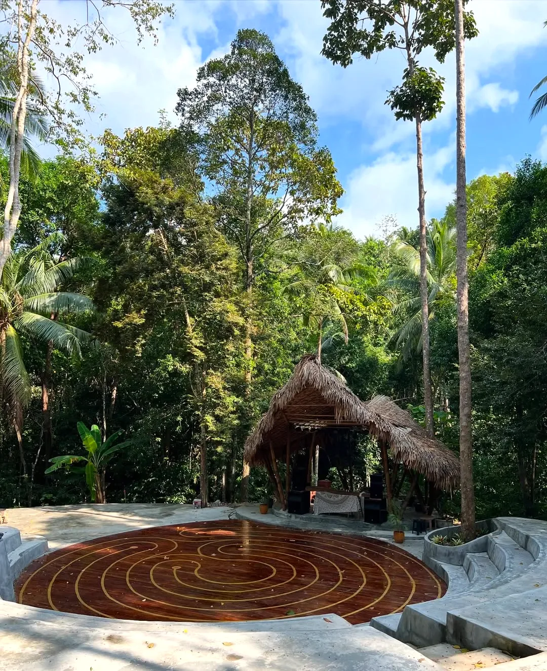 Stone walking labyrinth for meditation at Shivari, Koh Phangan