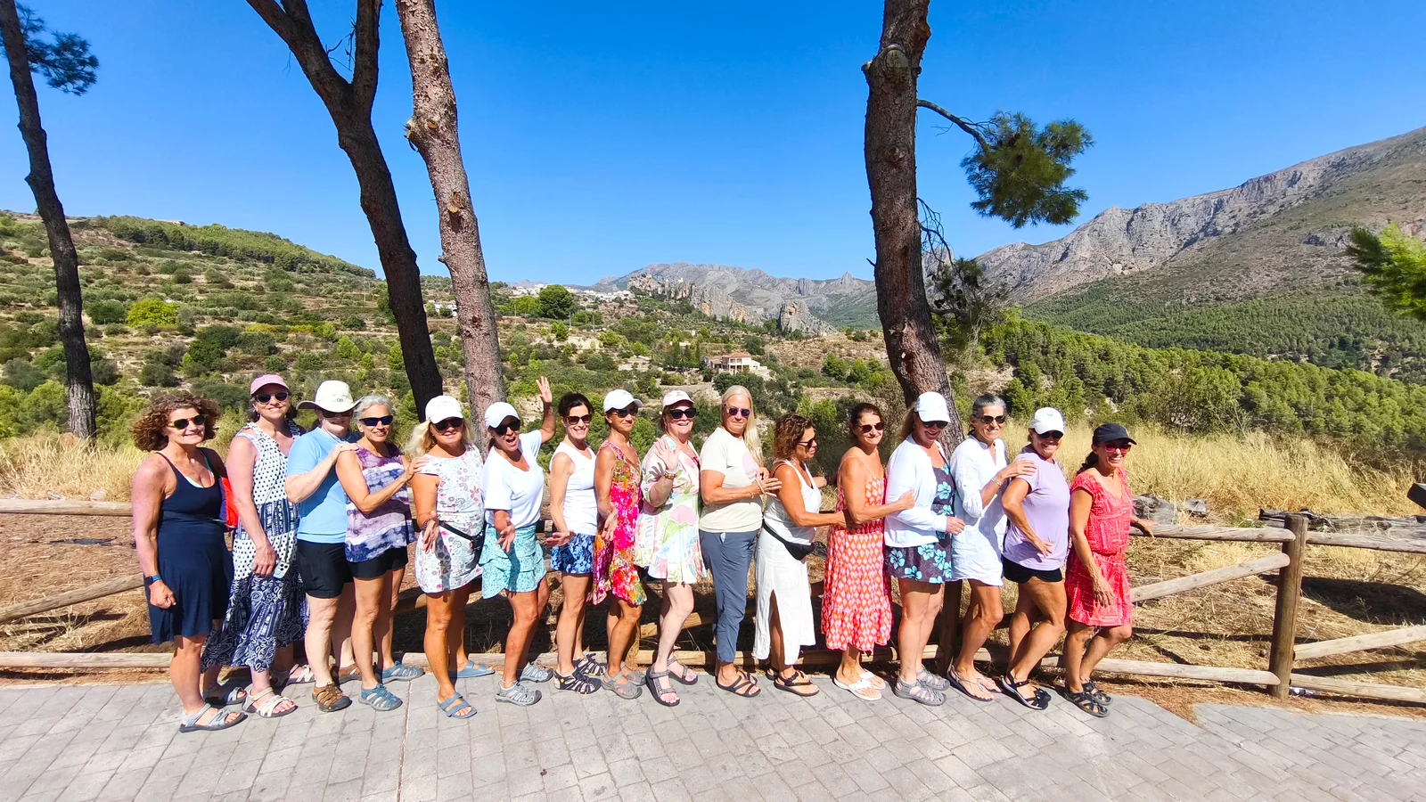 The group at the Guadalest viewpoint, Costa Blanca, Spain